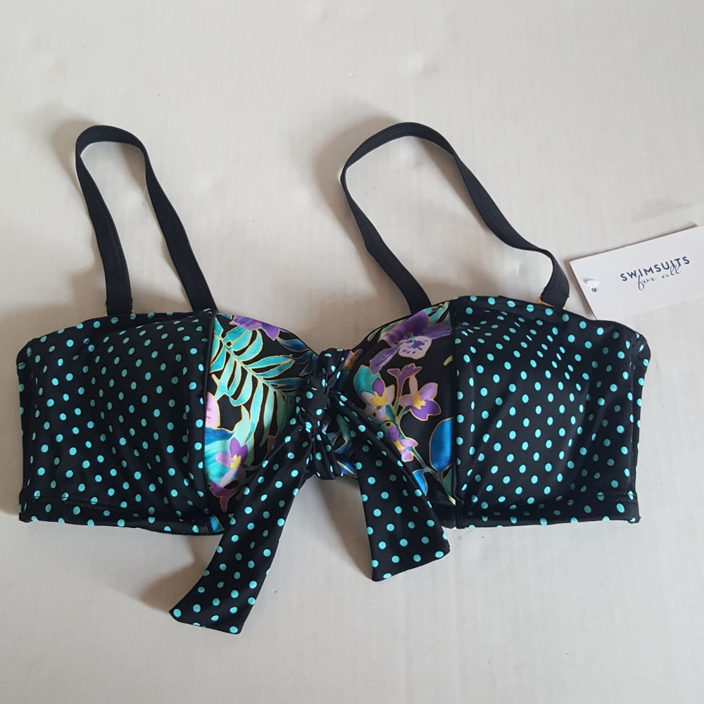 NWT Swimsuits for All Floral and Polka Dot Bikini Top Size 18